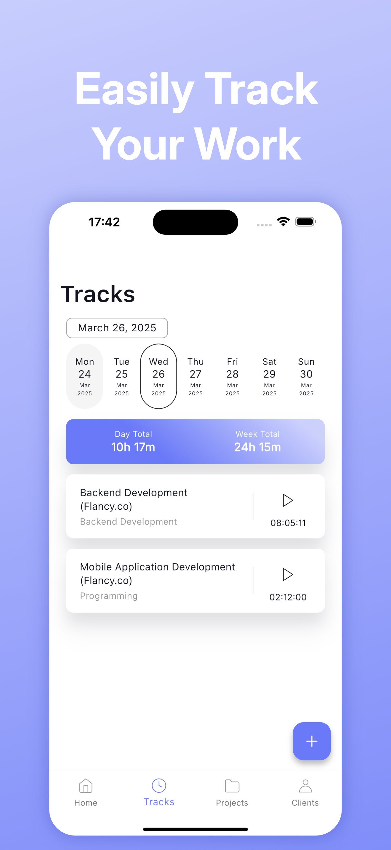 Flancy App Time Tracking Mockup